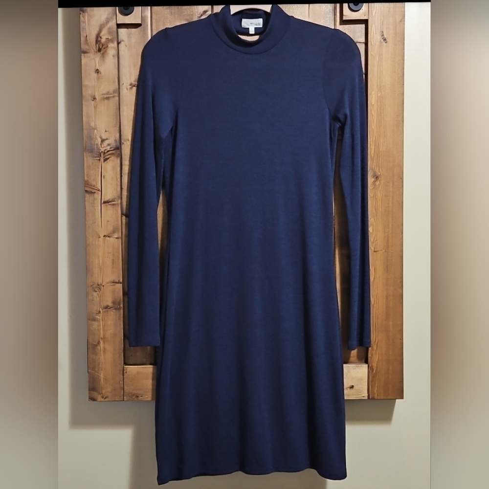 Wilfred Mock Turtleneck Open Back Mini Dress S In Blue